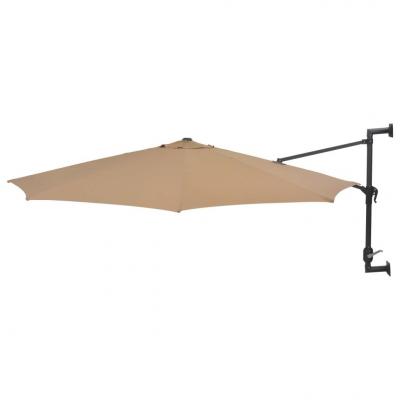 Emaga vidaxl parasol ścienny na metalowym słupku, 300 cm, kolor taupe
