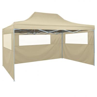 Emaga vidaxl rozkładany namiot z 3 ściankami, 3 x 4,5 m, kremowy