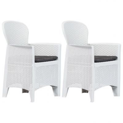Emaga vidaxl krzesła ogrodowe z poduszkami, 2 szt., białe, plastikowe