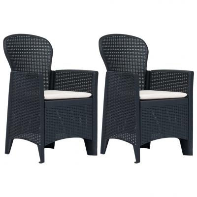 Emaga vidaxl krzesła ogrodowe z poduszkami, 2 szt., antracytowe, plastikowe