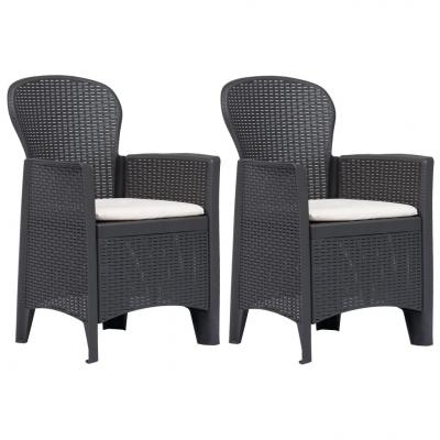 Emaga vidaxl krzesła ogrodowe z poduszkami, 2 szt., brązowe, plastikowe