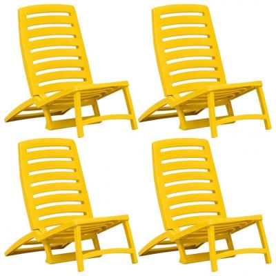 Emaga vidaxl składane krzesła plażowe dla dzieci, 4 szt., plastikowe, żółte