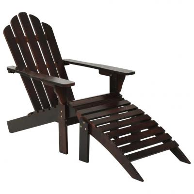 Emaga vidaxl fotel ogrodowy z podnóżkiem, drewniany, brązowy
