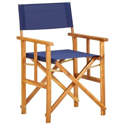 Emaga vidaxl krzesło reżyserskie, lite drewno akacjowe, niebieskie
