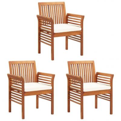 Emaga vidaxl krzesła ogrodowe z poduszkami, 3 szt., lite drewno akacjowe