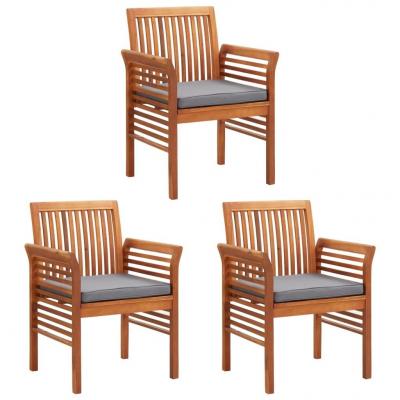 Emaga vidaxl krzesła ogrodowe z poduszkami, 3 szt., lite drewno akacjowe