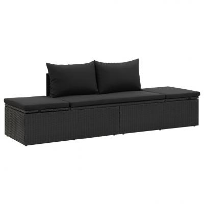 Emaga vidaxl łóżko ogrodowe z poduszkami, polirattanowe, czarne