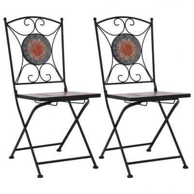 Emaga vidaxl mozaikowe krzesła bistro, 2 szt, pomarańczowo-szare