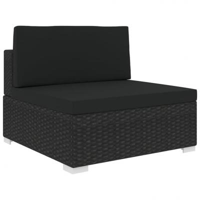 Emaga vidaxl środkowa sofa z poduszką, 1 szt., polirattan, czarna