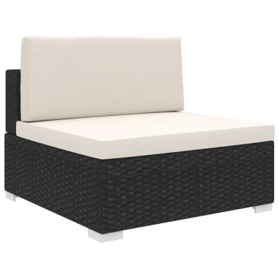 Emaga vidaxl środkowa sofa z poduszką, 1 szt., polirattan, czarna