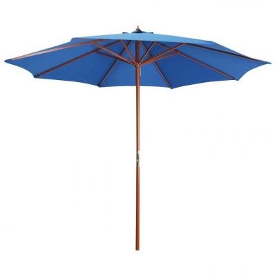 Emaga vidaxl parasol ogrodowy na drewnianym słupku, 300x258 cm, niebieski