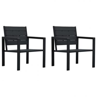 Emaga vidaxl krzesła ogrodowe, 2 szt., czarne, hdpe o wyglądzie drewna