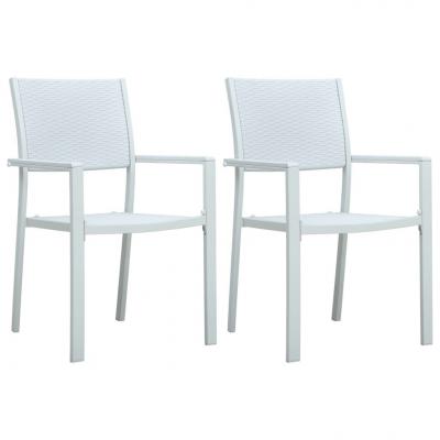 Emaga vidaxl krzesła ogrodowe, 2 szt., białe, plastik stylizowany na rattan