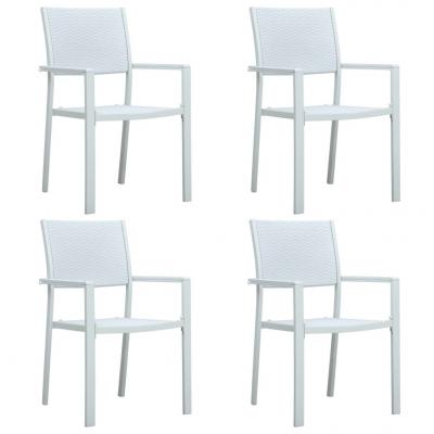 Emaga vidaxl krzesła ogrodowe, 4 szt., białe, plastik stylizowany na rattan