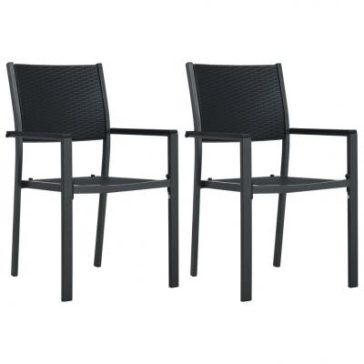 Emaga vidaxl krzesła ogrodowe, 2 szt., czarne, plastik stylizowany na rattan
