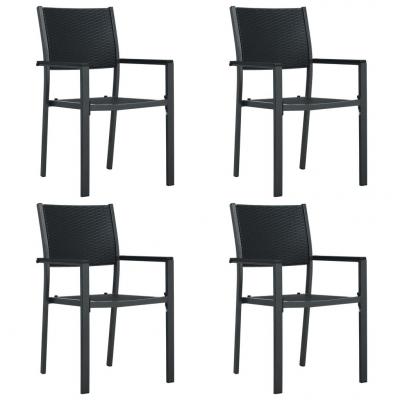 Emaga vidaxl krzesła ogrodowe, 4 szt., czarne, plastik stylizowany na rattan