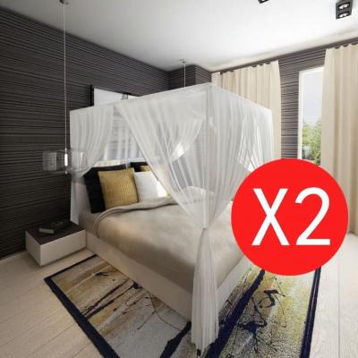 Emaga vidaxl moskitiery nad łóżko, kwadratowe, 3 otwory, 2 sztuki