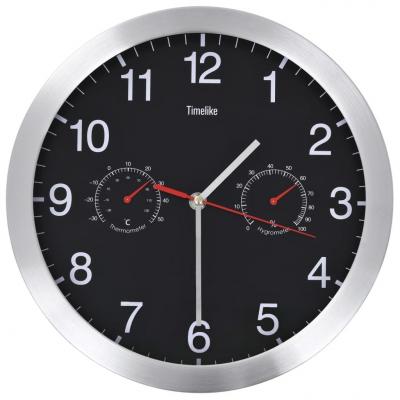 Emaga vidaxl zegar ścienny z higrometrem i termometrem, 30 cm, czarny