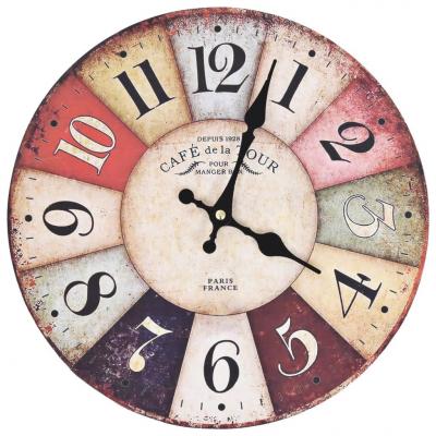 Emaga vidaxl zegar ścienny w stylu vintage, wielokolorowy, 30 cm