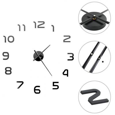 Emaga vidaxl zegar ścienny 3d, nowoczesny design, 100 cm, xxl, czarny