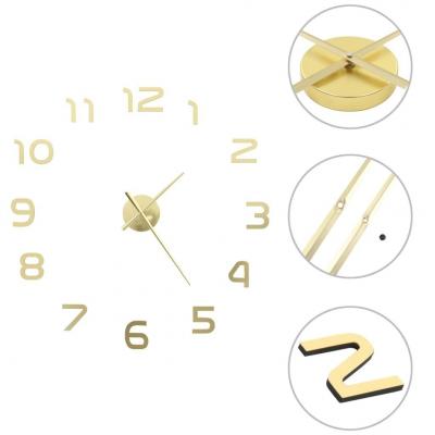 Emaga vidaxl zegar ścienny 3d, nowoczesny design, 100 cm, xxl, złoty