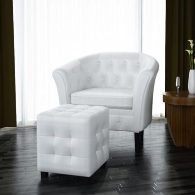Emaga vidaxl fotel z podnóżkiem, biały, sztuczna skóra