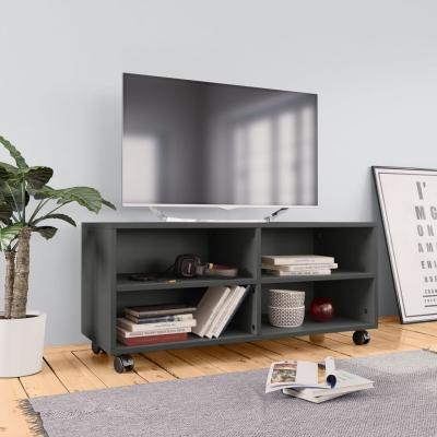 Emaga vidaxl szafka telewizyjna z kółkami, szara, 90x35x35 cm, płyta wiórowa