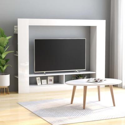 Emaga vidaxl szafka tv, wysoki połysk, biała, 152x22x113 cm, płyta wiórowa