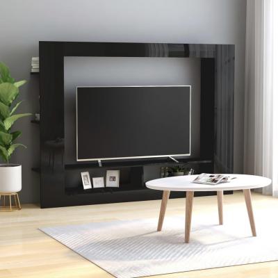 Emaga vidaxl szafka tv, wysoki połysk, czarna, 152x22x113 cm, płyta wiórowa
