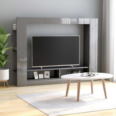 Emaga vidaxl szafka tv, wysoki połysk, szara, 152x22x113 cm, płyta wiórowa
