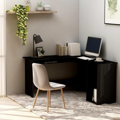 Emaga vidaxl biurko narożne, wysoki połysk, czarne, 120x140x75 cm