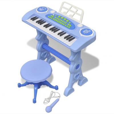 Emaga zabawkowy keyboard ze stolikiem i mikrofonem, niebieski
