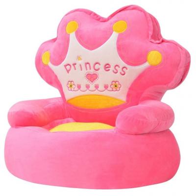 Emaga vidaxl fotel dla dzieci princess, pluszowy, różowy