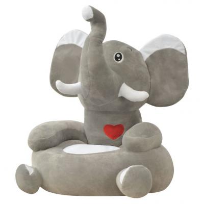 Emaga vidaxl fotel dla dzieci słoń, pluszowy, szary