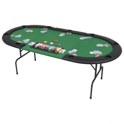 Emaga vidaxl składany, owalny stół do pokera dla 9 graczy, zielony