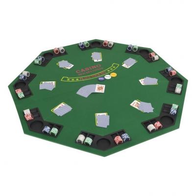 Emaga vidaxl składany blat do pokera dla 8 graczy, ośmiokątny, zielony