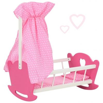 Emaga vidaxl łóżko dla lalek z baldachimem, mdf, 50x34x60 cm, różowe