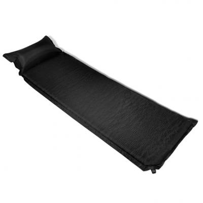 Emaga vidaxl materac samopompujący z poduszką, 6x66x200 cm, czarny