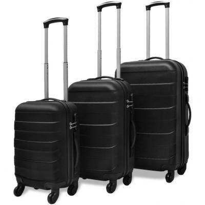 Emaga vidaxl 3 walizki podróżne z twardą obudową na kółkach czarne