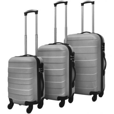 Emaga vidaxl 3 walizki podróżne z twardą obudową na kółkach srebrne