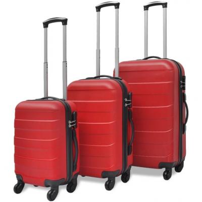 Emaga vidaxl 3 walizki podróżne z twardą obudową na kółkach czerwone