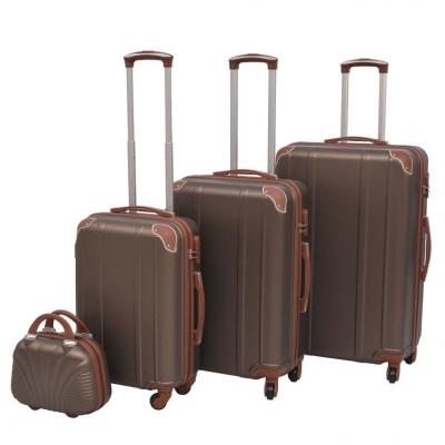 Emaga vidaxl zestaw walizek na kółkach w kolorze kawy, 4 szt.
