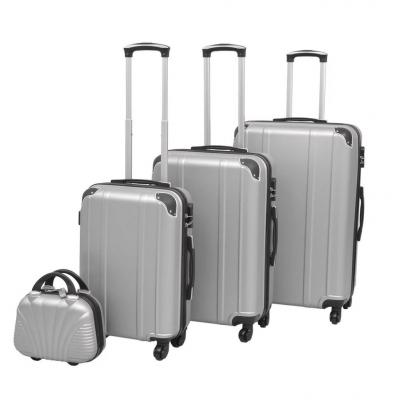 Emaga vidaxl zestaw walizek na kółkach w kolorze srebrnym, 4 szt.