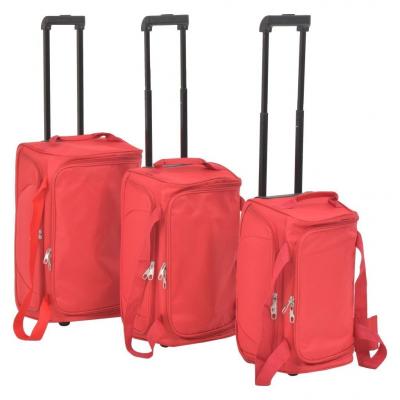 Emaga vidaxl zestaw 3 toreb podróżnych na kółkach, czerwony