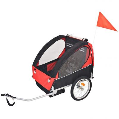 Emaga vidaxl rowerowa przyczepka dla dzieci, czerwono-czarna, 30 kg