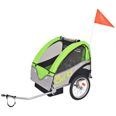Emaga vidaxl rowerowa przyczepka dla dzieci, szaro-zielona, 30 kg