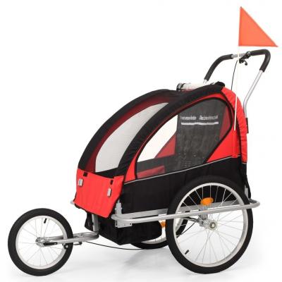 Emaga vidaxl rowerowa przyczepka dla dzieci/wózek 2-w-1, czarny i czerwony