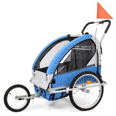 Emaga vidaxl rowerowa przyczepka dla dzieci/wózek 2-w-1, niebieski i szary