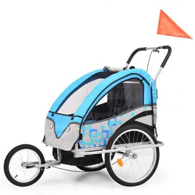 Emaga vidaxl rowerowa przyczepka dla dzieci/wózek 2-w-1, niebiesko-szary