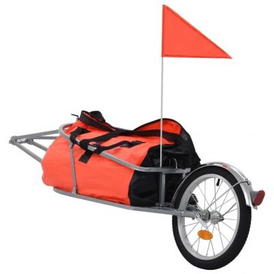 Emaga vidaxl rowerowa przyczepa na bagaż z pomarańczowo-czarną torbą